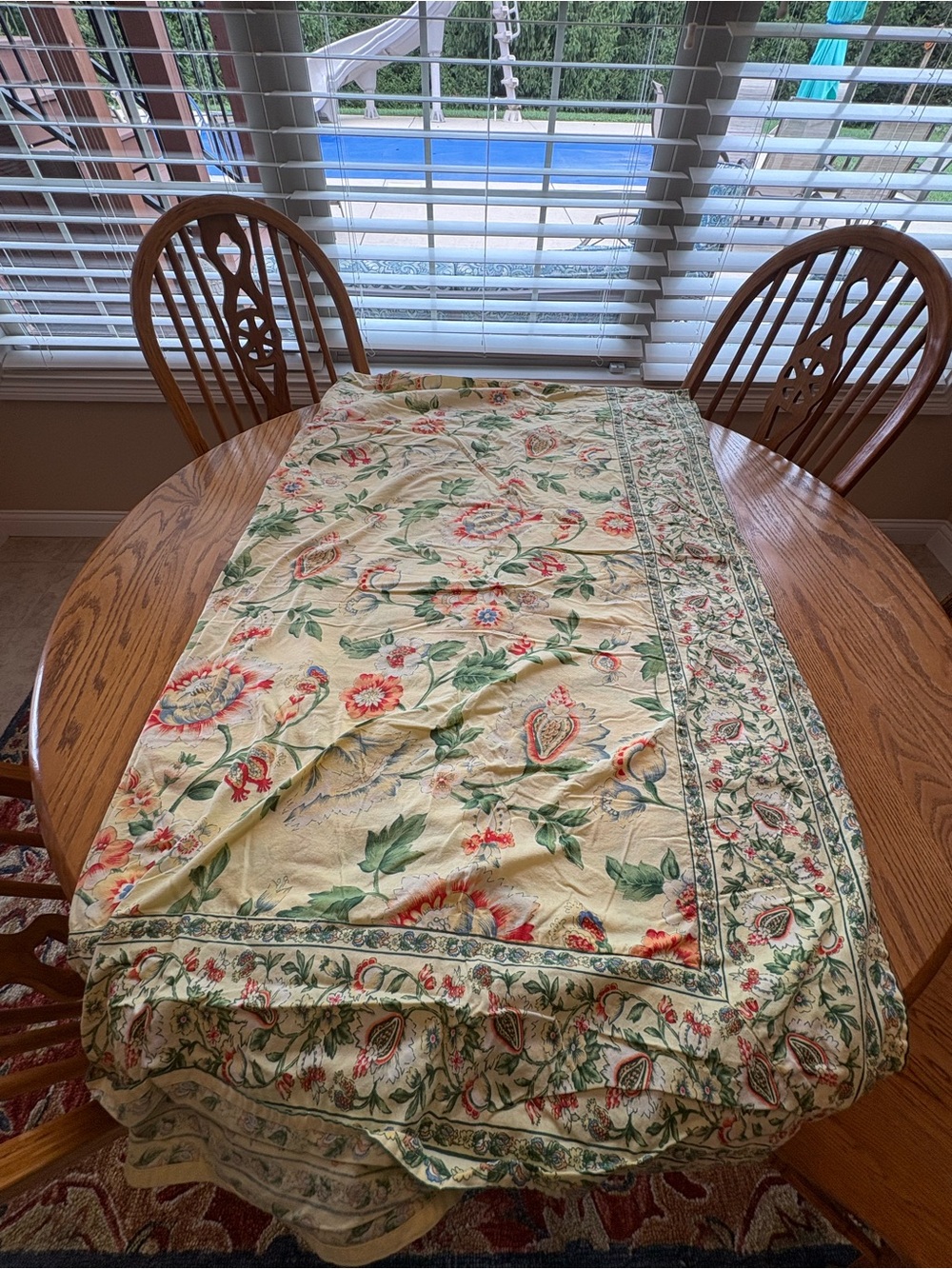 April Cornell Large Yellow Floral RectangularTablecloth 100x60” Cotton Garden